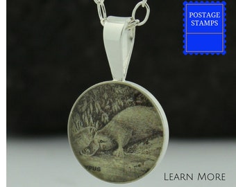 Platypus Sterling Silver Pendant for a Fan of the charming and unusual! Platypus Charm Handmade from Vintage Australian Postage Stamps.