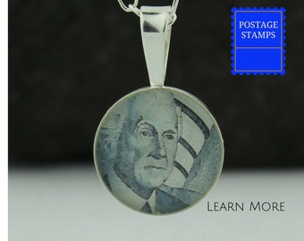 Architect Pendant. This Perfect Sterling Silver Architect Charm features a Vintage Frank Lloyd Wright Postage Stamp. Perfect Gift for Her.