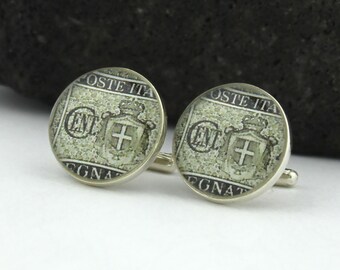 2nd Anniversary Gift for Husband, Custom Cufflinks Silver, Postage Stamp Jewelry