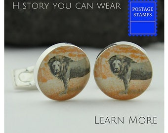 Africa Cufflinks, Vintage Postage Stamp Jewelry, 1st Anniversary Gift for Husband