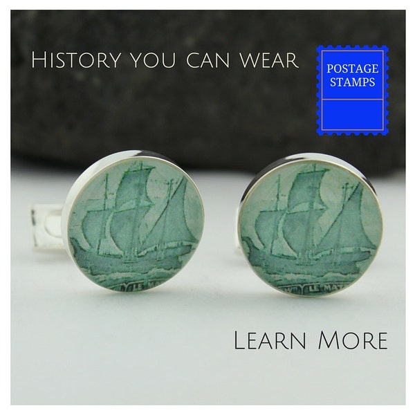 Men's Cufflinks. These Canada Cuff Links for Men Feature John Cabots’ Ship Making a Great Canadian, Newfoundland or Nautical Gift.