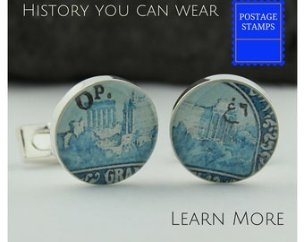 Lebanon Cufflinks, Vintage Postage Stamp Jewelry, Anniversary Gift for Husband