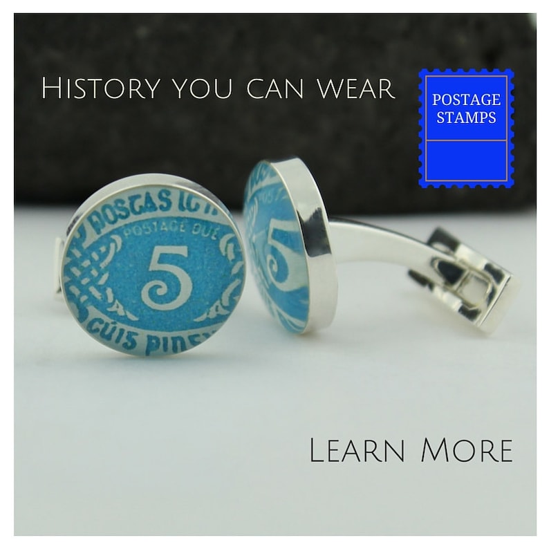 Anniversary Cuff Links for Men Custom Cufflinks Made from Genuine Upcycled Vintage Irish Stamp 5-year Anniversary Cufflinks