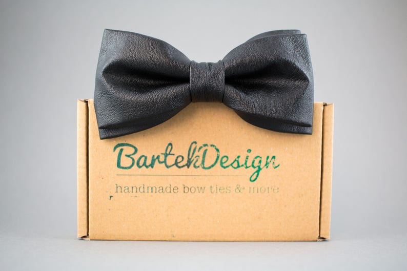 Black Leather Bow Tie Black Bow Tie For Men Leather Bow Etsy