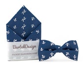 Dono degli sposi di matrimonio set ancoraggio ancoraggio blu Set Bow Tie & fazzoletto da taschino proms