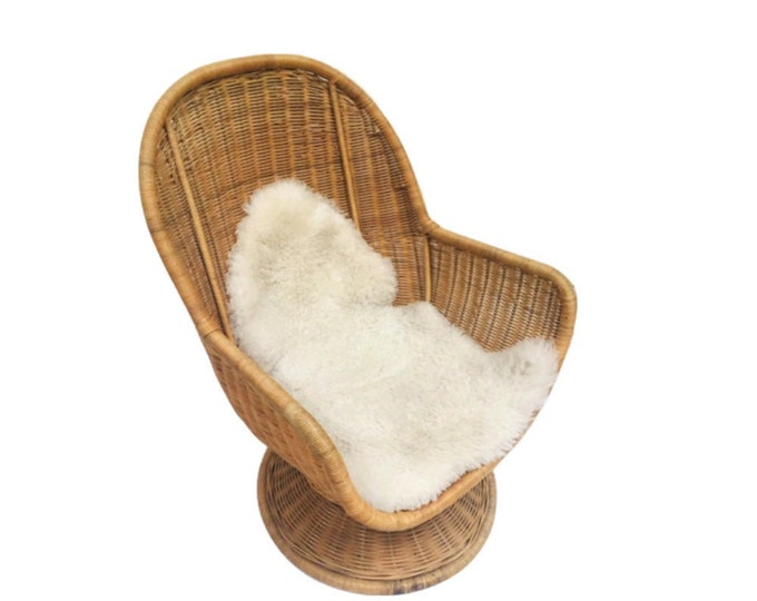 Vintage Rattan Egg Chair Swivel Wicker Pod Boho Club Chair Etsy