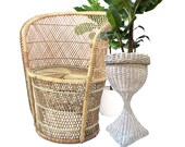 Vintage Wicker Plant Stand 24 quot Rattan Plant Fern Stand Pedestal