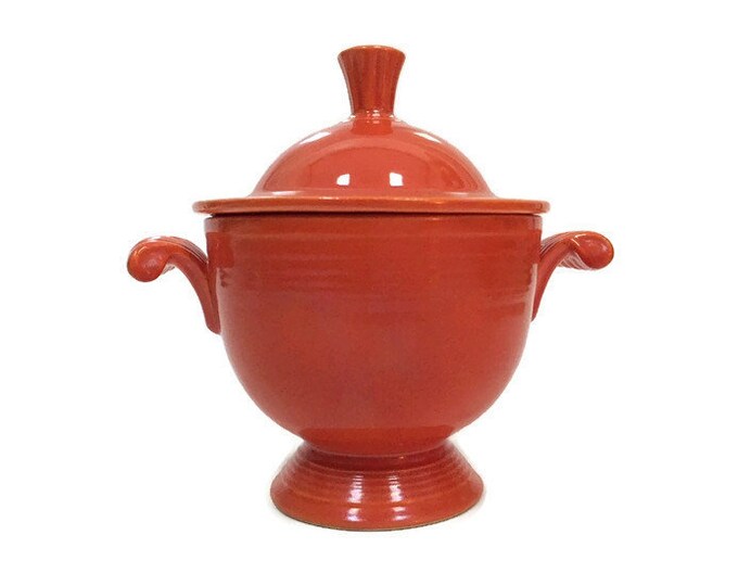 Mid Century Fiesta Sugar Bowl With Lid Original Red Glaze Fiestaware
