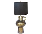 Mid Century 35 quot Hammered Brass Genie Lamp Statement Lamp Gold Pitcher Hollywood Regency