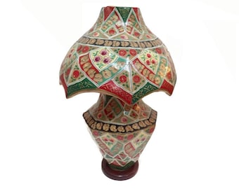 Vintage Hand Painted Lamp Middle Eastern Glowing Light Up Base