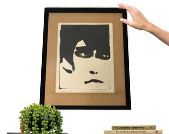 Mid Century Abstract Portrait The Face RARE Limited Edition 1960s Modern Art Black White