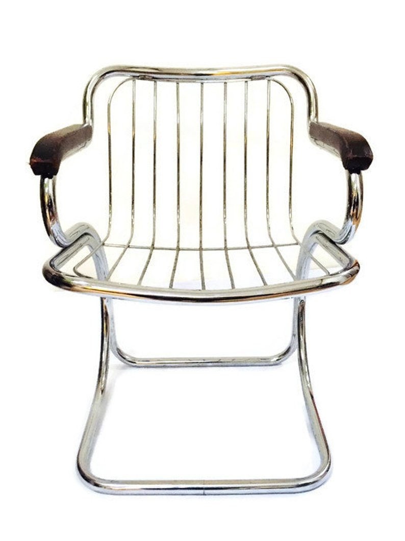 Vintage Chrome Cantilever Chair Rinaldi Tubular Bent Chrome Etsy