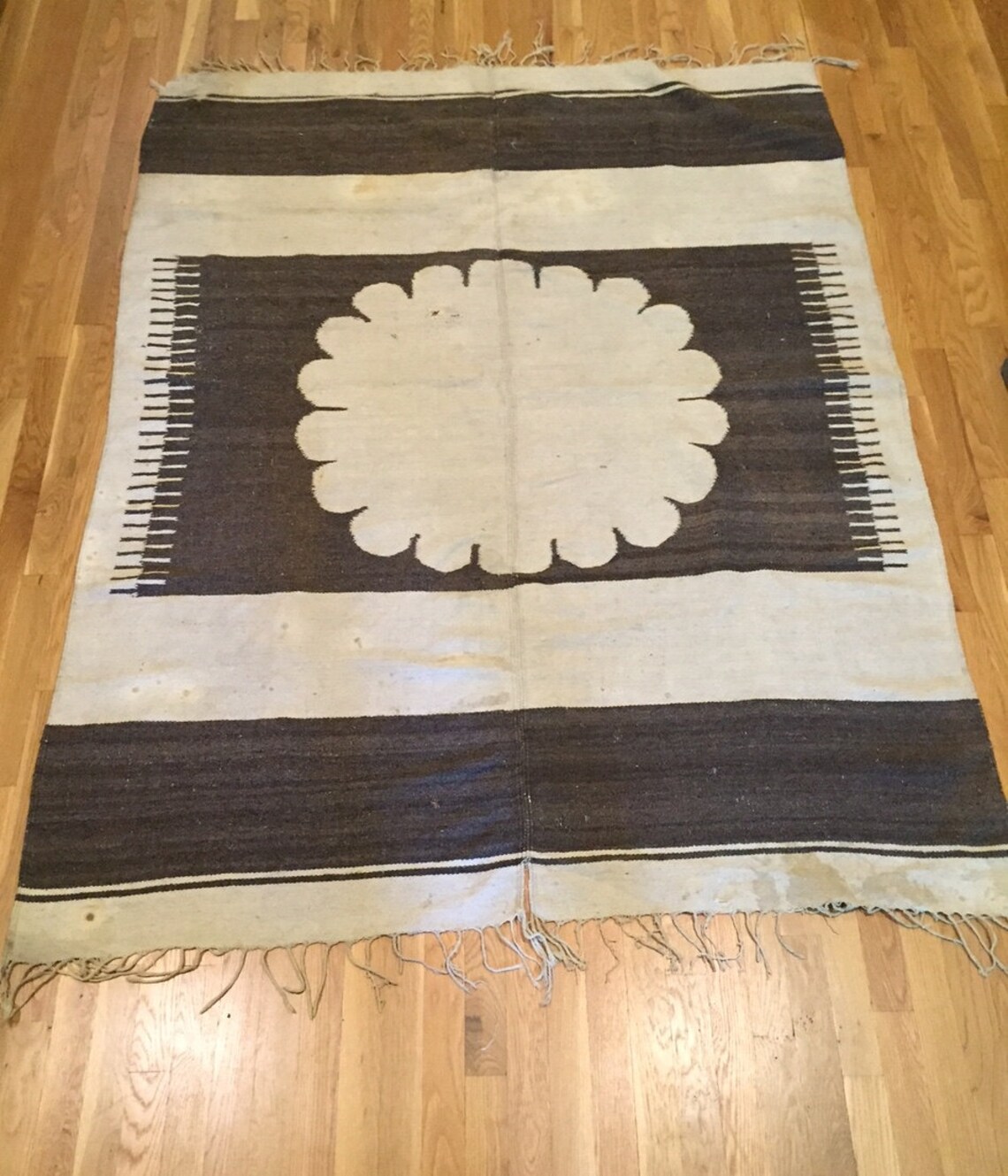 Mid Century Mexican Wool Blanket Flower of Oaxaca Wedding Etsy