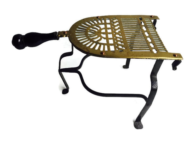 Antique Brass Trivet on Stand Wood Burning Stove Warming Stand Etsy