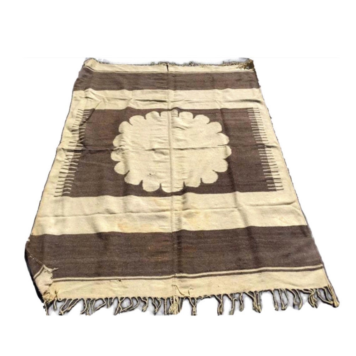 Mid Century Mexican Wool Blanket Flower of Oaxaca Wedding Etsy