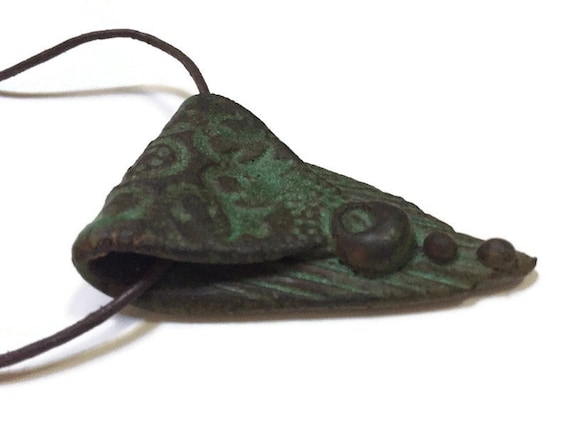 Vintage Pottery Pendant Artisan Boho Woodland Faer