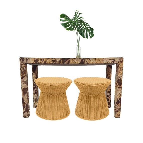 Vintage Upholstered Parsons Console Table 1970s Velvet Bold Etsy