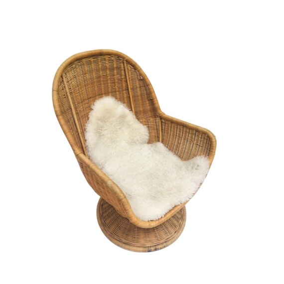 Vintage Rattan Egg Chair Swivel Wicker Pod Boho Club Chair Carl Öjerstam Egg Tirup chairs for IKEA | Selency