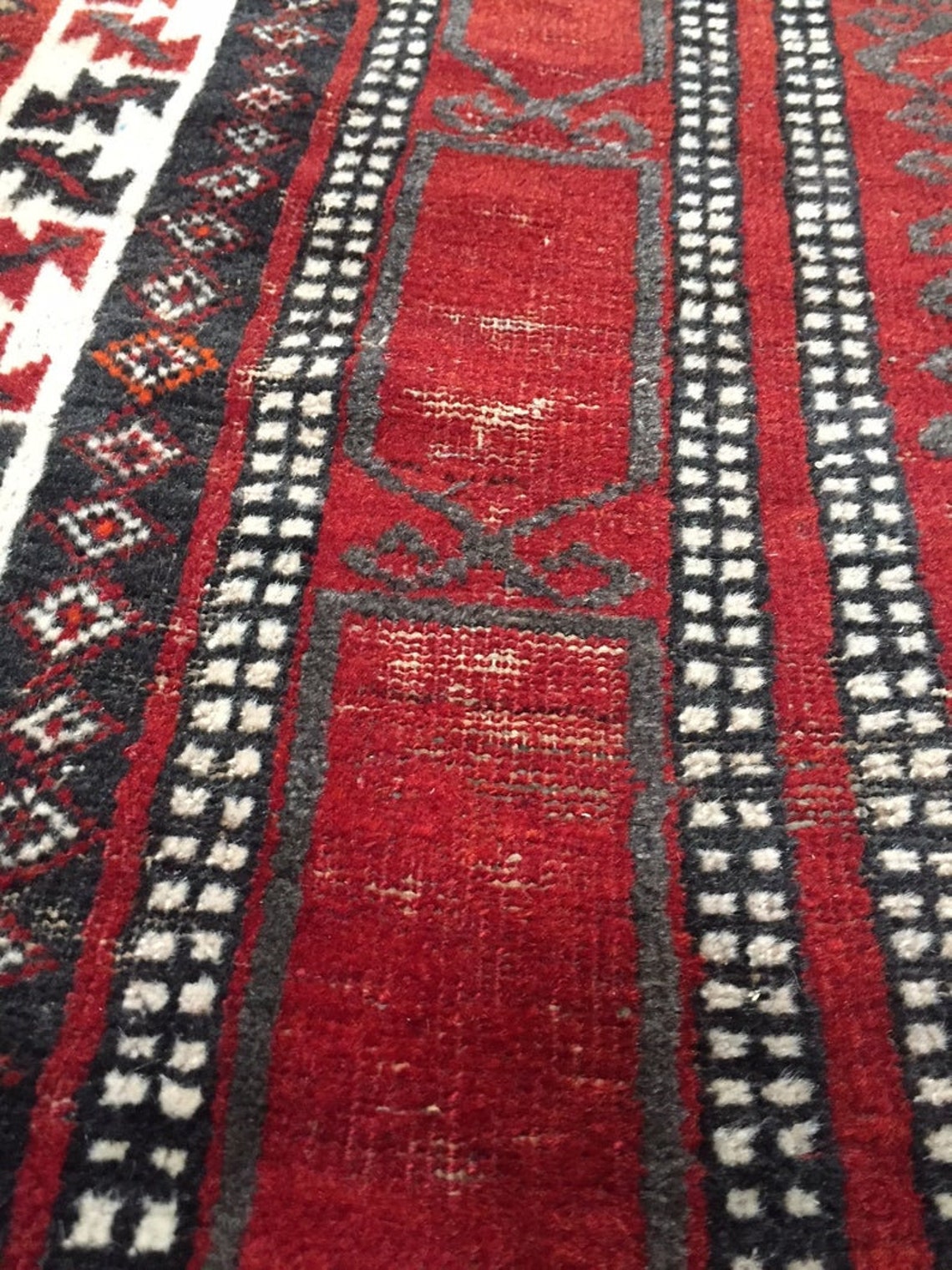 Antique Persian Rug Tribal Symbol Rug Afghan Beljik Accent Etsy