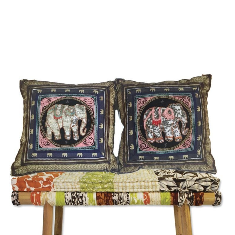 elephant sequin pillow