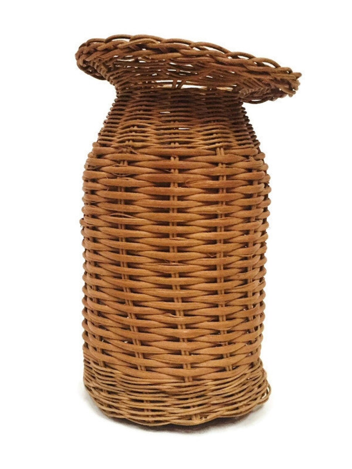 Antique Rattan Flower Vase Woven Rattan Glass Vase Vessel Boho Etsy