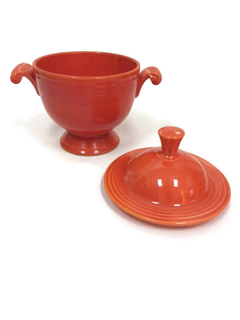 Mid Century Fiesta Sugar Bowl with Lid Original Red Glaze Etsy
