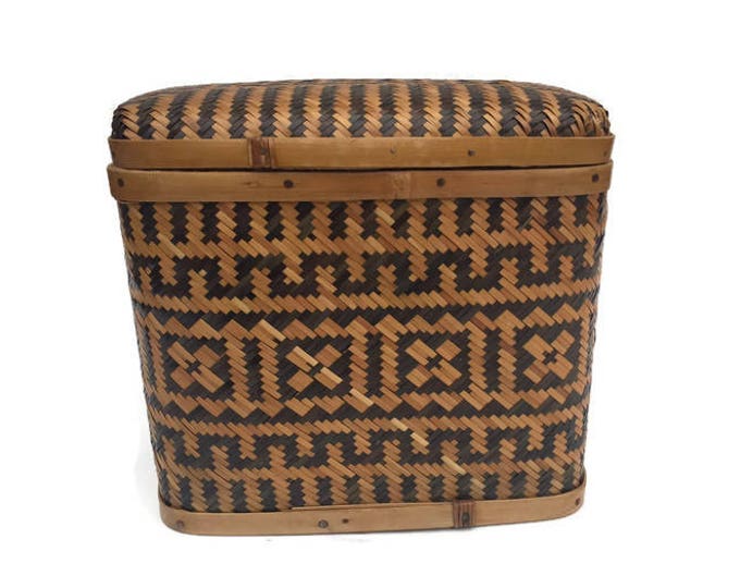 Vintage 10 Chinese Basket With Lid Sewing Basket Etsy