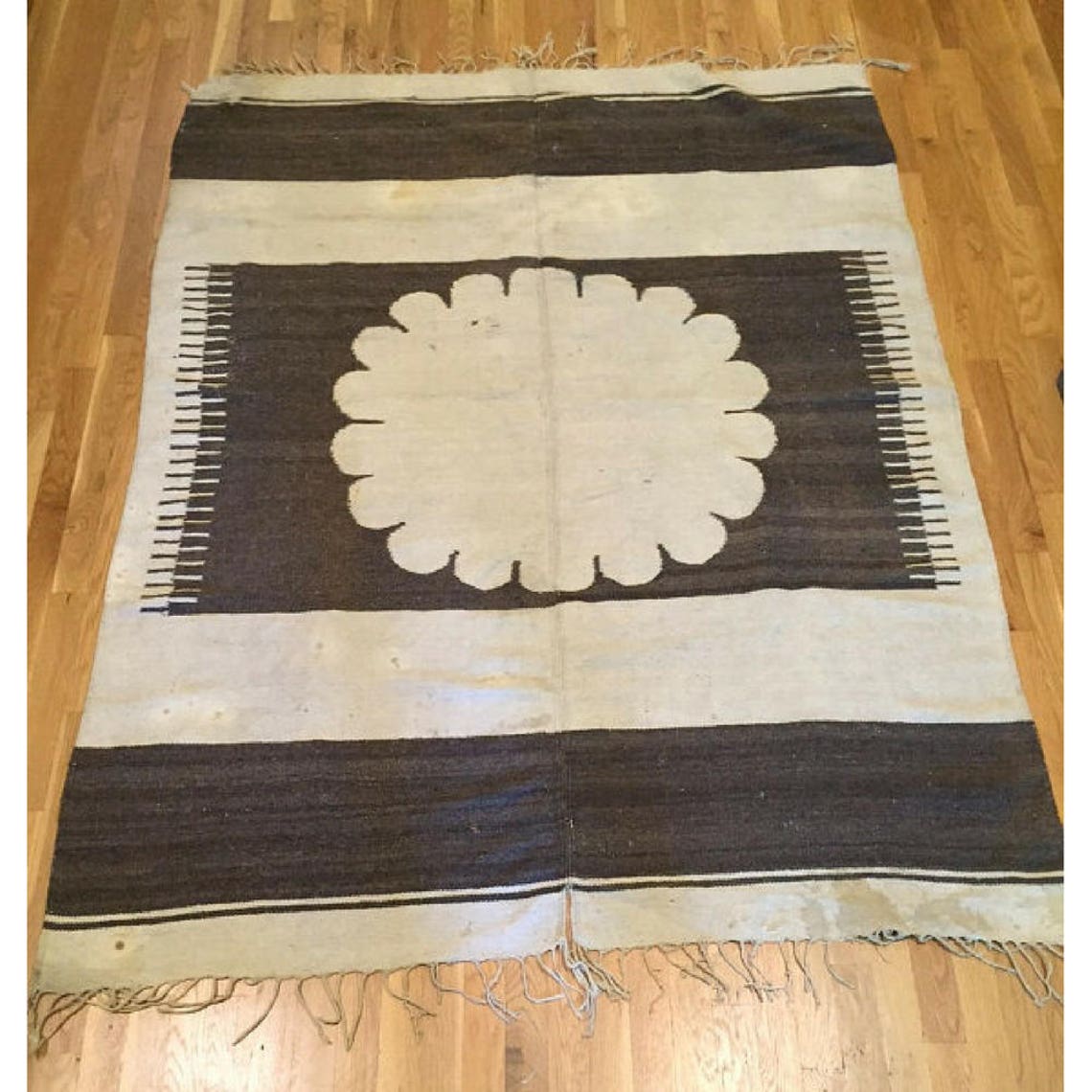 Mid Century Mexican Wool Blanket Flower of Oaxaca Wedding Etsy