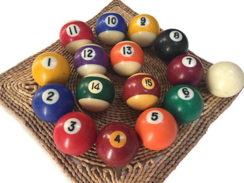 Vintage Pool Balls Billiard Balls Set w/ Cue Ball 1960s Etsy