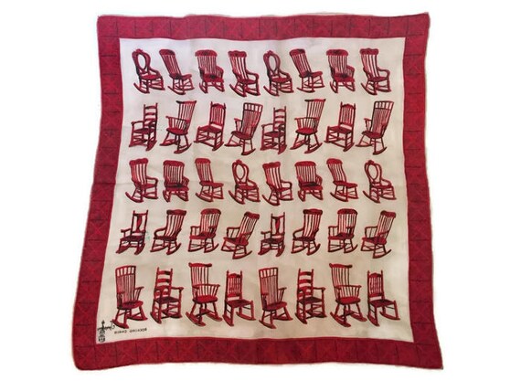 Vintage Silk Scarf Rocking Chair Scarf Antique Fur