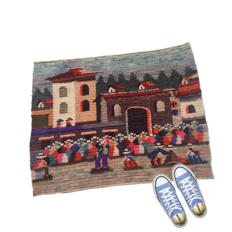 Vintage Bolivian Textile Wall Hanging Alpaca Rug or Table Etsy