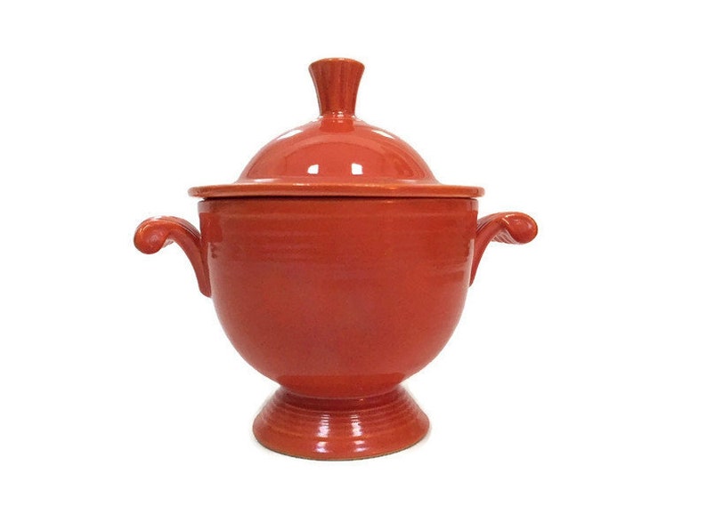 Mid Century Fiesta Sugar Bowl with Lid Original Red Glaze Etsy