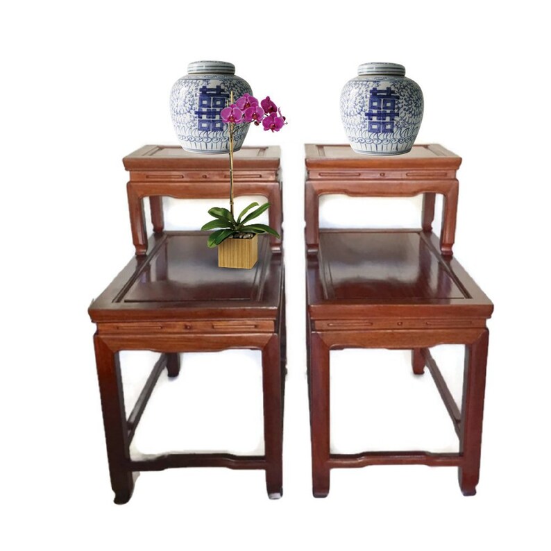 Vintage Chinese Ming Rosewood End Tables PAIR Teak Nightstands Etsy