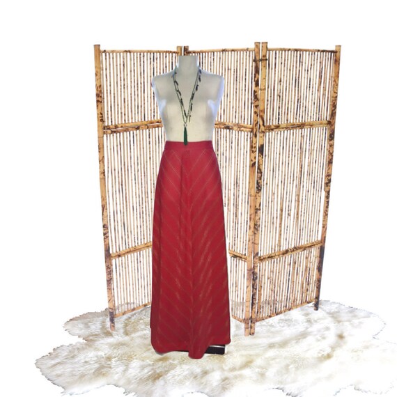 Vintage XS Floor Length Skirt Gold Chevron Disco