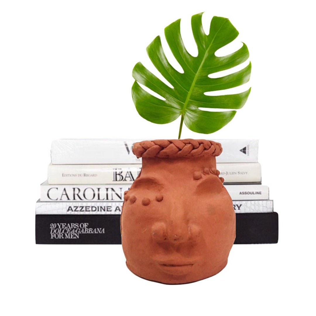 Vintage Pottery Face Vase Boho Hand Thrown Studio Pottery Figural