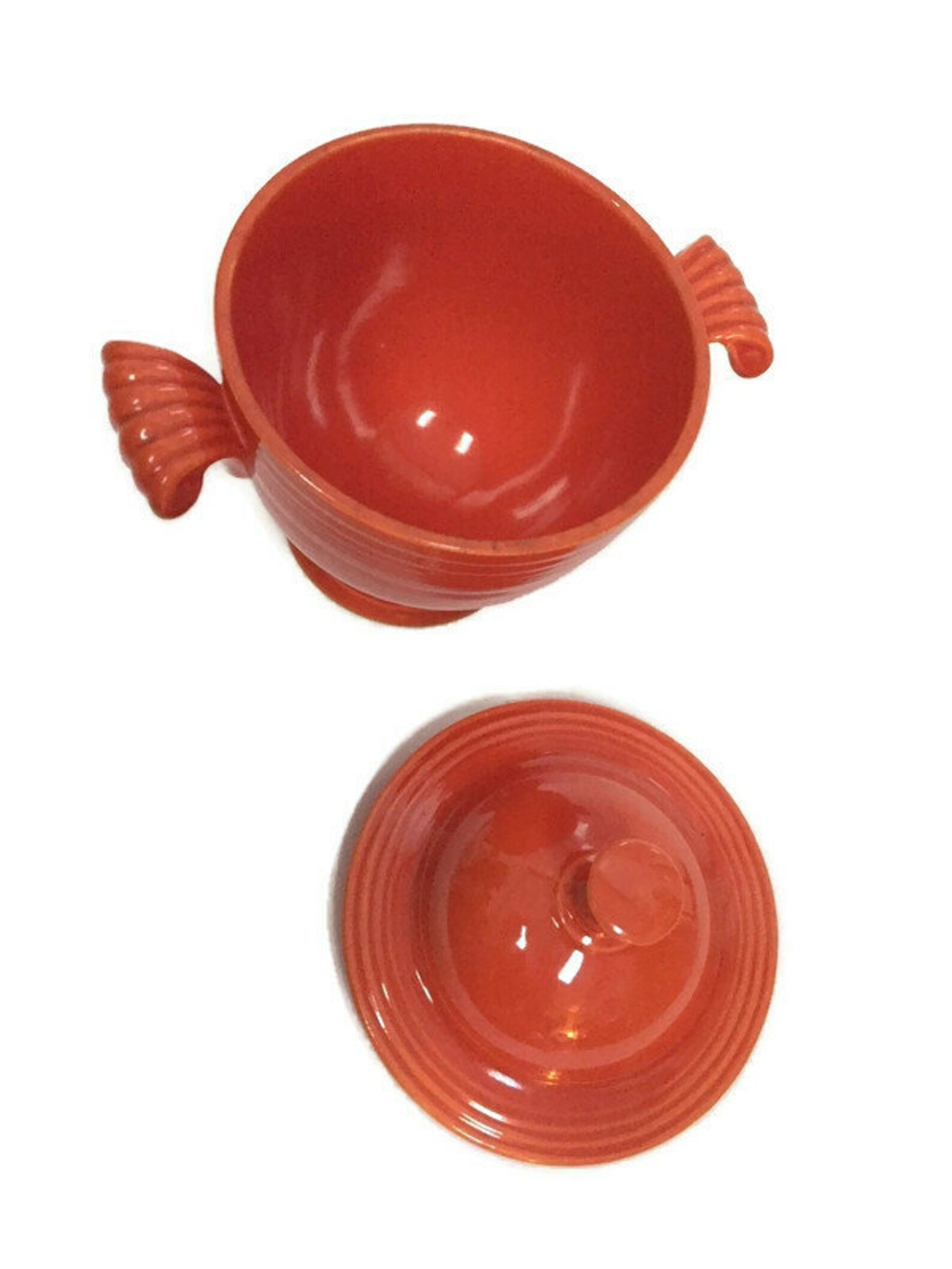 Mid Century Fiesta Sugar Bowl with Lid Original Red Glaze Etsy