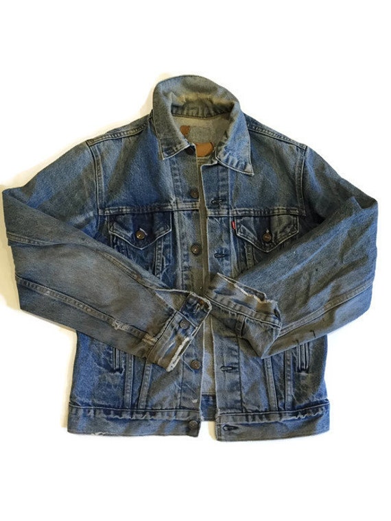 Vintage Distressed Levi's Jean Jacket 40 L Faded Tattered | Etsy