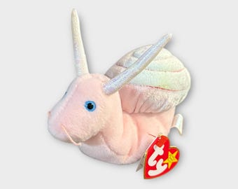 Ty Beanie Baby “Goochy” Snail – Pink Plush with Iridescent Shell & Sparkle Antennae
