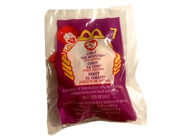 New 1999 McDonald's Teenie Beanie Baby "Strut the Rooster" Toy