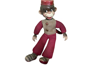 Vintage Hosung Sucking Thumb Plush Monkey With Sqeaker 7