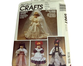 1992 McCall's Crafts Sewing Pattern 5907, featuring Victorian doll clothes
