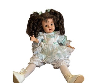 Vintage 1950s Raving Beauty Doll With Replacement Wig & Outfit In Mint Green Lace Dress