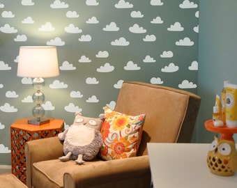 Cloud Wall Stencil Reusable