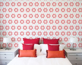 Star-Burst Floral Wall Stencil Reusable