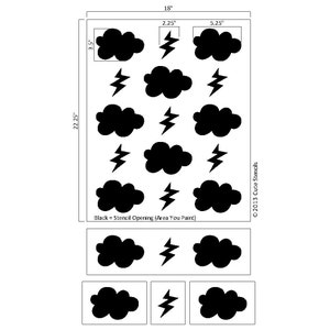 Cloud & Lightening Wall Stencil Reusable image 2