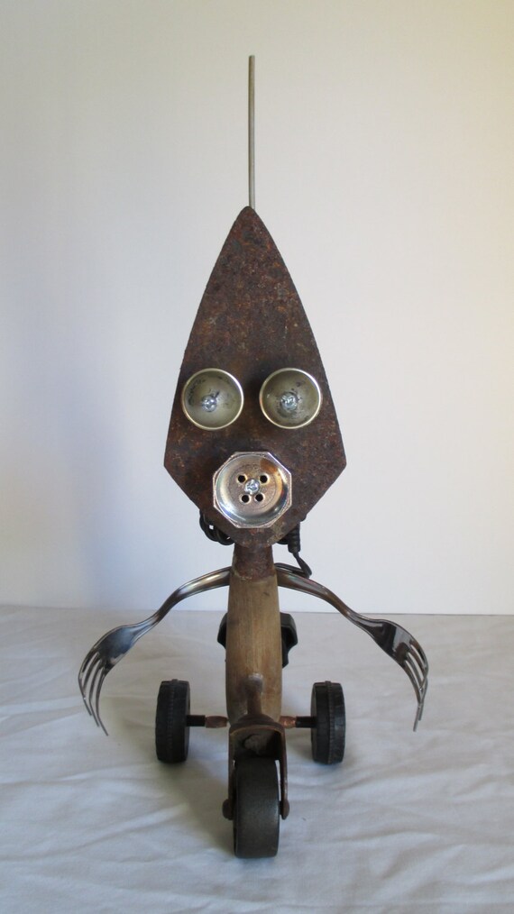CONEHEAD Found Object Robot Sculptureassemblage Etsy