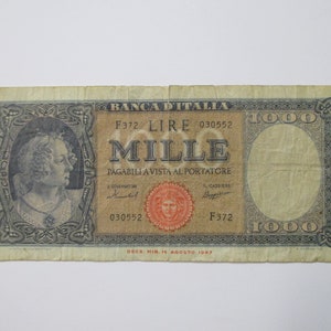 1947 ITALY 1000 Lire Mille~ Banca D&#39; Italia~ **Good Condition**