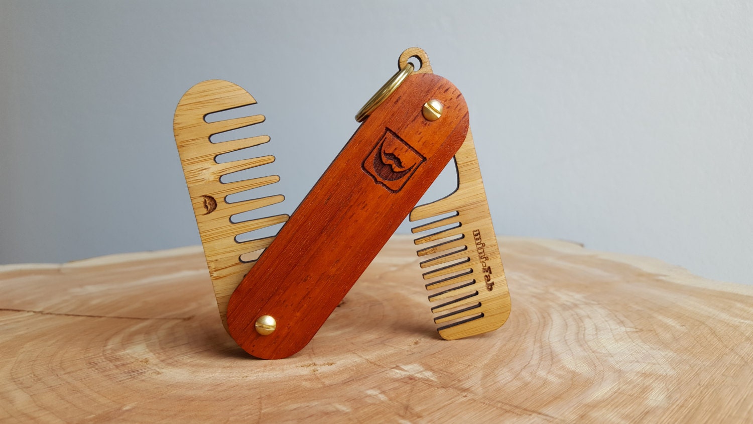 Beard Comb Keychain Personalized Pocket Grooming Set Made of