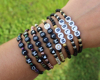 ONE BLM Black Lives Matter Beaded Patriotic Bracelet