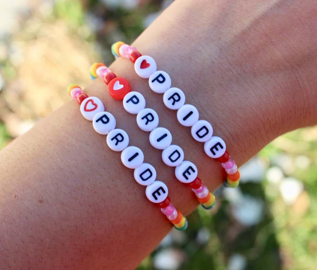 Pride Rainbow Beaded Patriotic Bracelet - Etsy